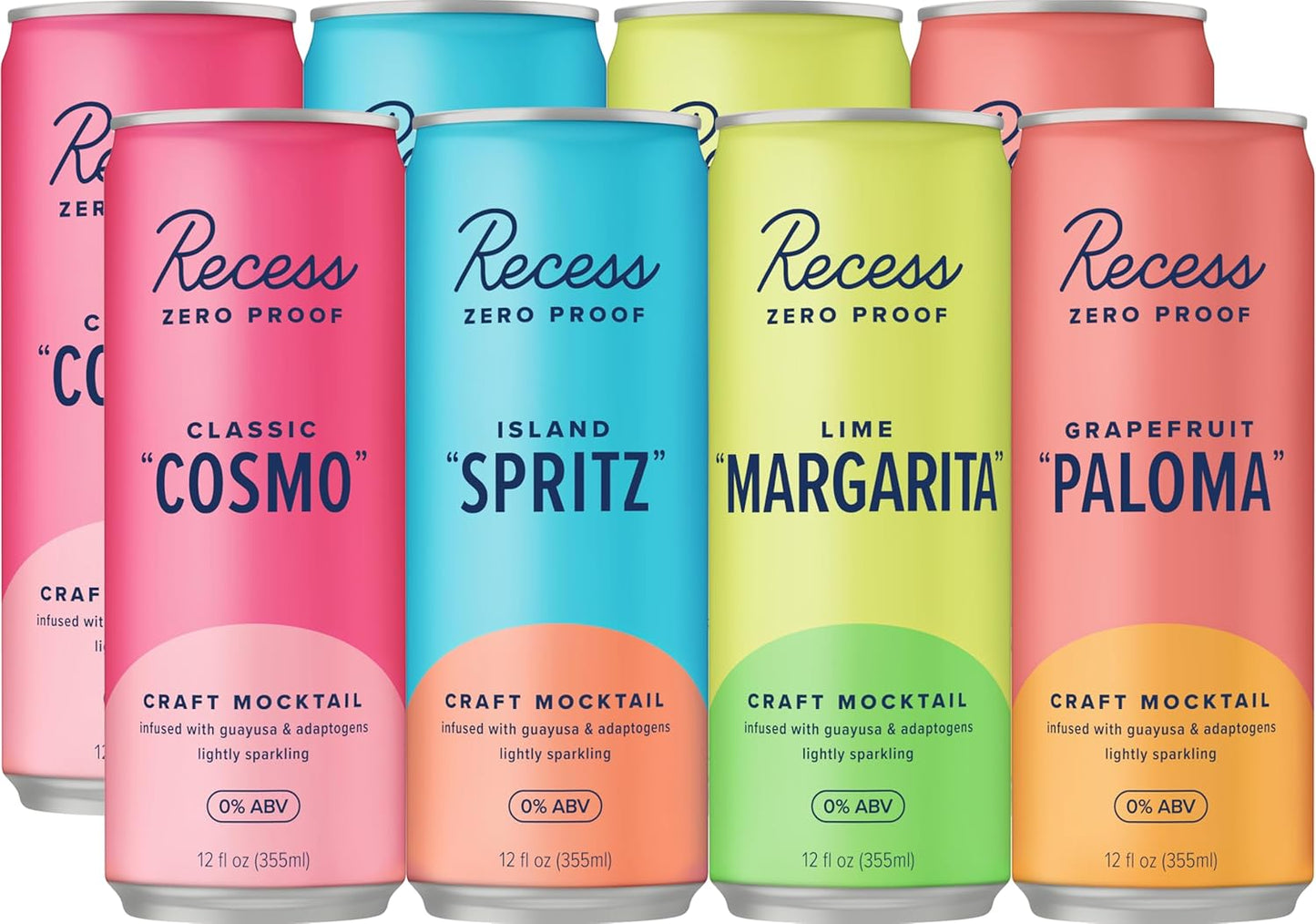 Cocktail: Recess: Classic Cosmopolitan - Zero Proof Craft Mocktail, Premium Cocktail Mixer, 12 Pack Cans