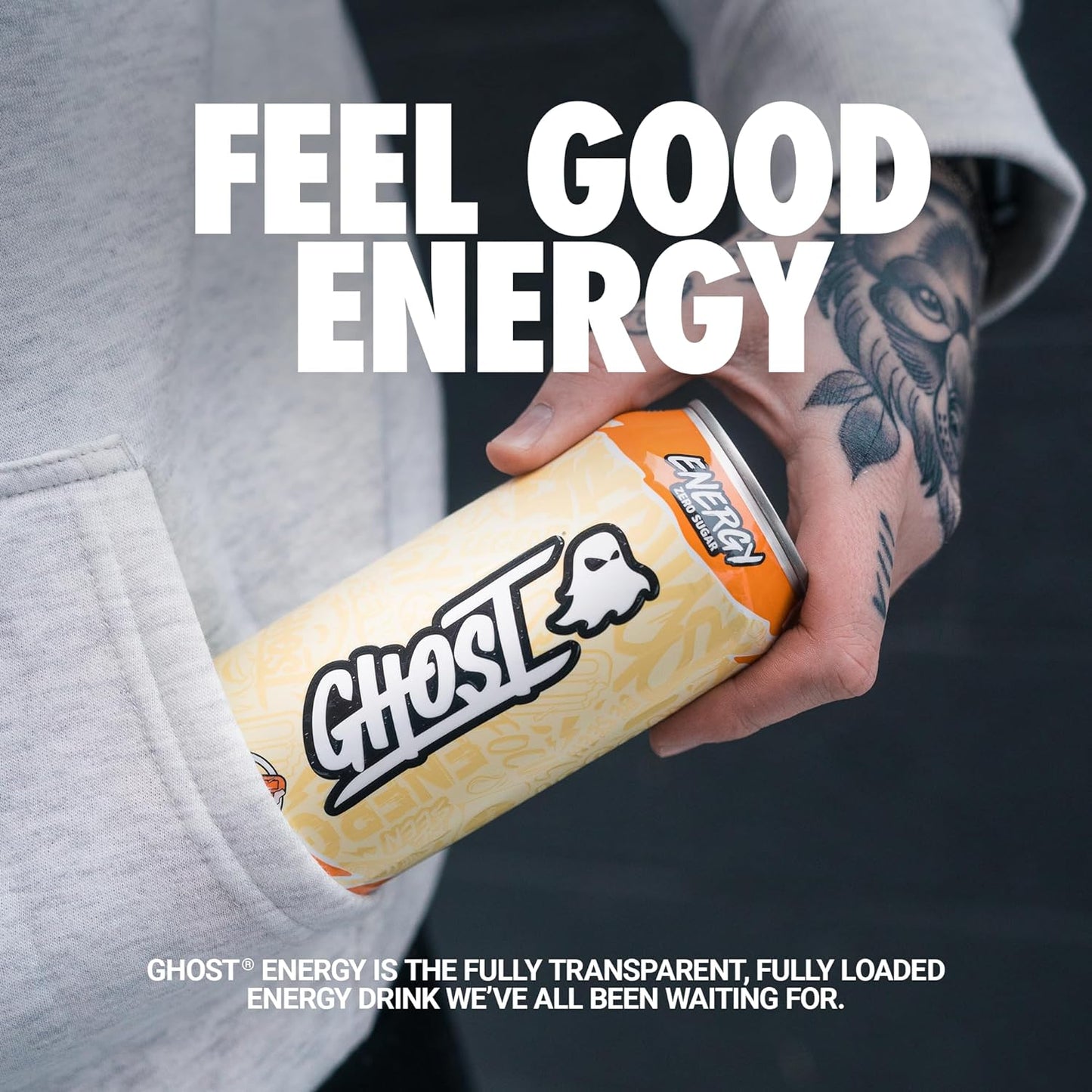 GHOST Energy Drink: Orange Cream, 16 fl. oz. 12 pack cans