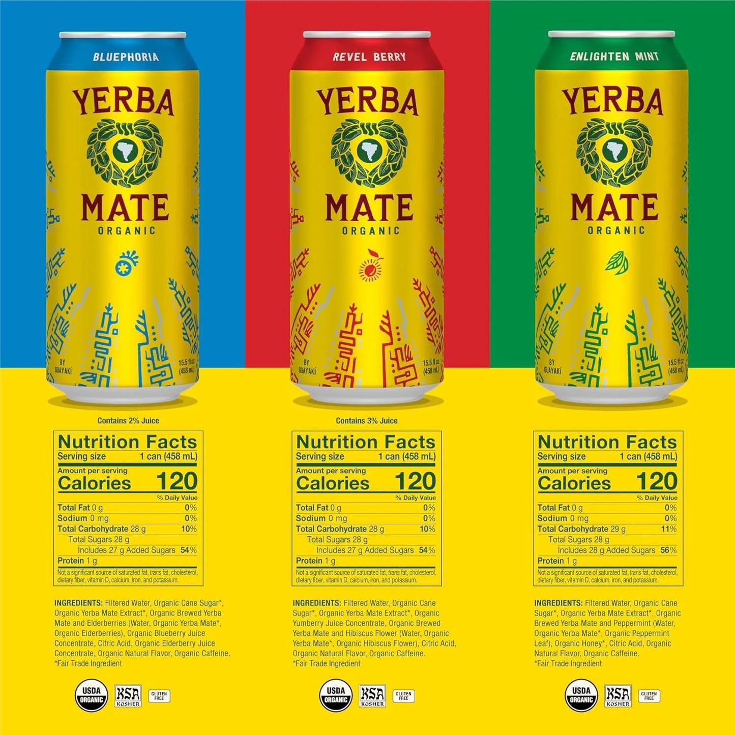 Guayakí Yerba Mate : Organic Energy Drink, Variety Pack, 12 pack