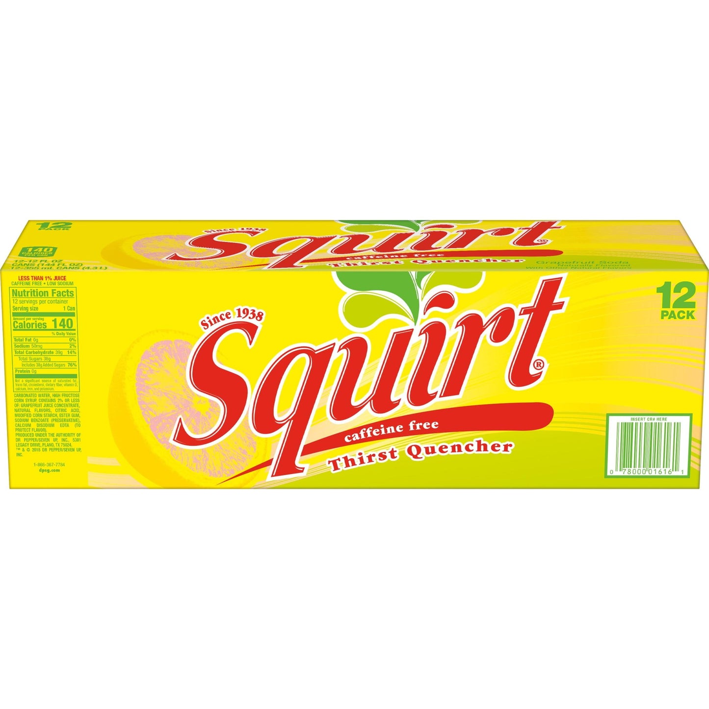 Squirt: Grapefruit Soda Caffeine Free, 12 oz., 12 Pack