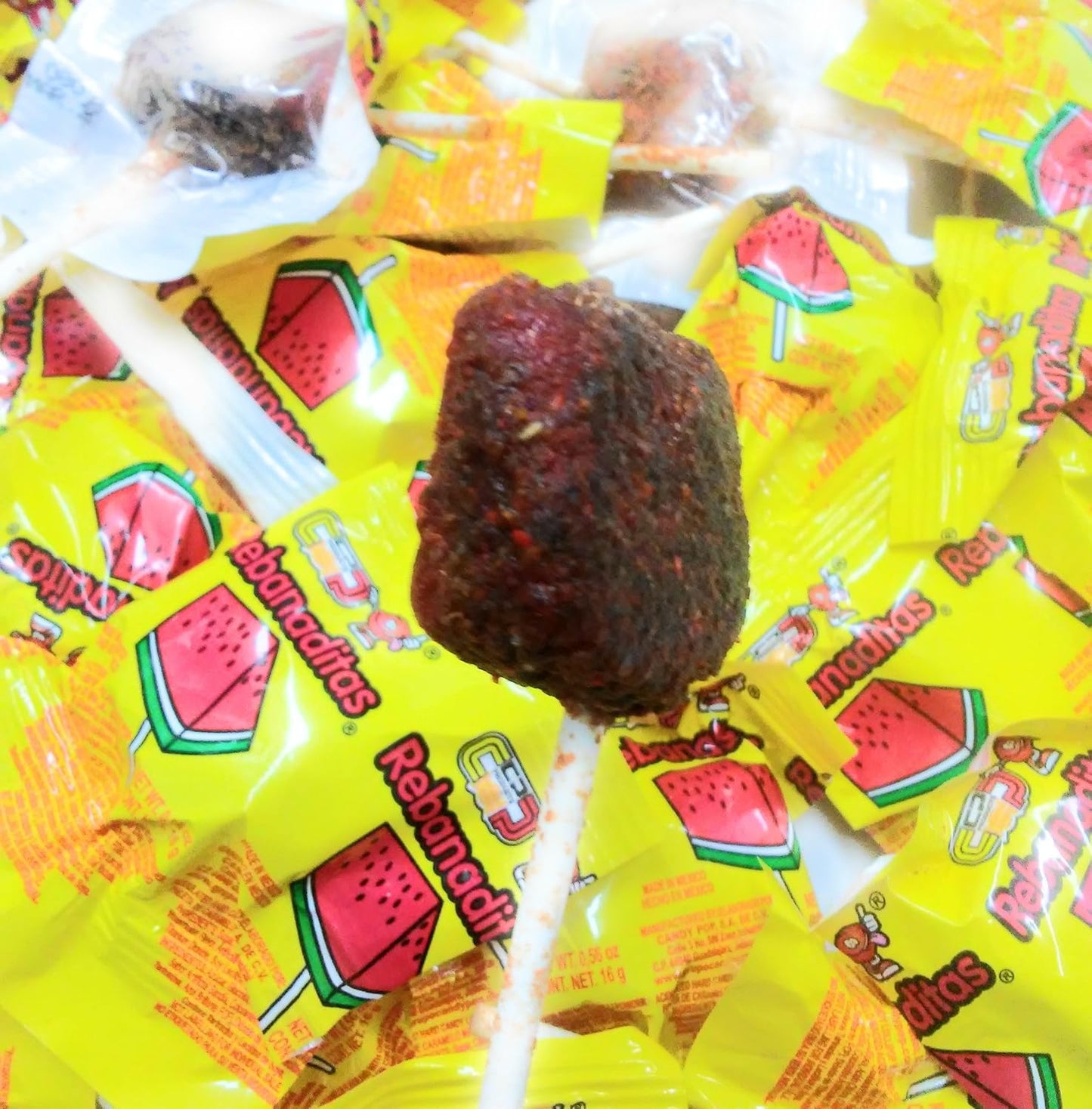 Mexican Candy: Vero Rebanaditas - Chili Covered Watermelon Flavored Lollipops, 40 pack