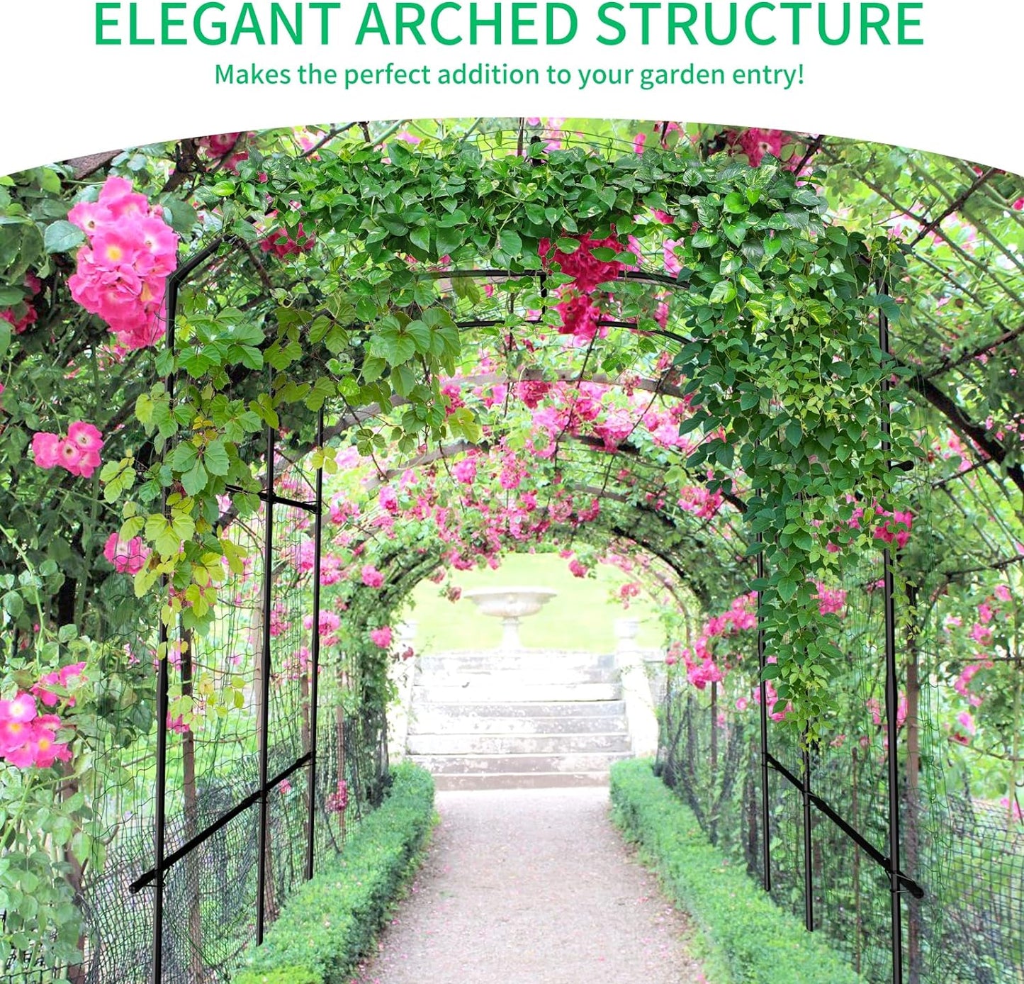DoCred: Garden Arch Trellis – 87" Adjustable Metal Garden Cover, Green