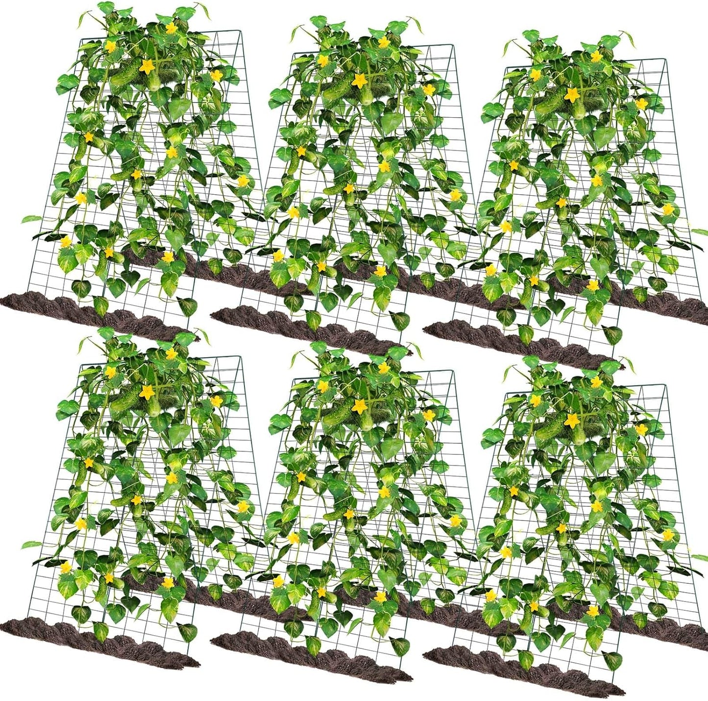 Wesiti: 4 Packs Foldable Cucumber Trellis for Raised Bed - 34"W x 48"H Adjustable a Frame Garden Trellis, Green