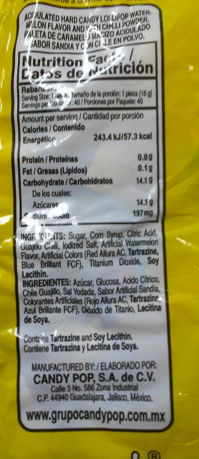 Mexican Candy: Vero Rebanaditas - Chili Covered Watermelon Flavored Lollipops, 40 pack