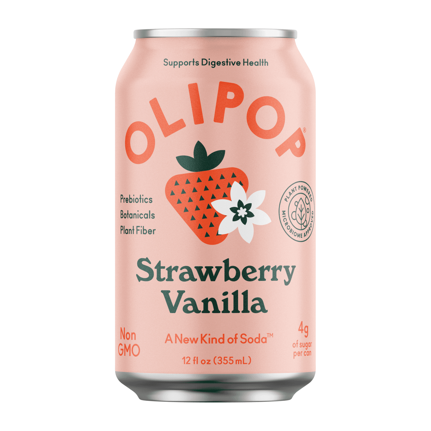 OLIPOP: Strawberry Vanilla Soda, 12 fl oz, 8 Pack Cans
