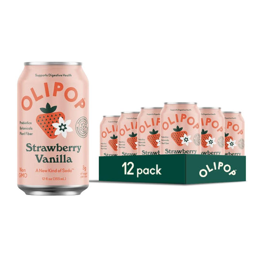 OLIPOP: Strawberry Vanilla Soda, 12 oz., 12 Pack