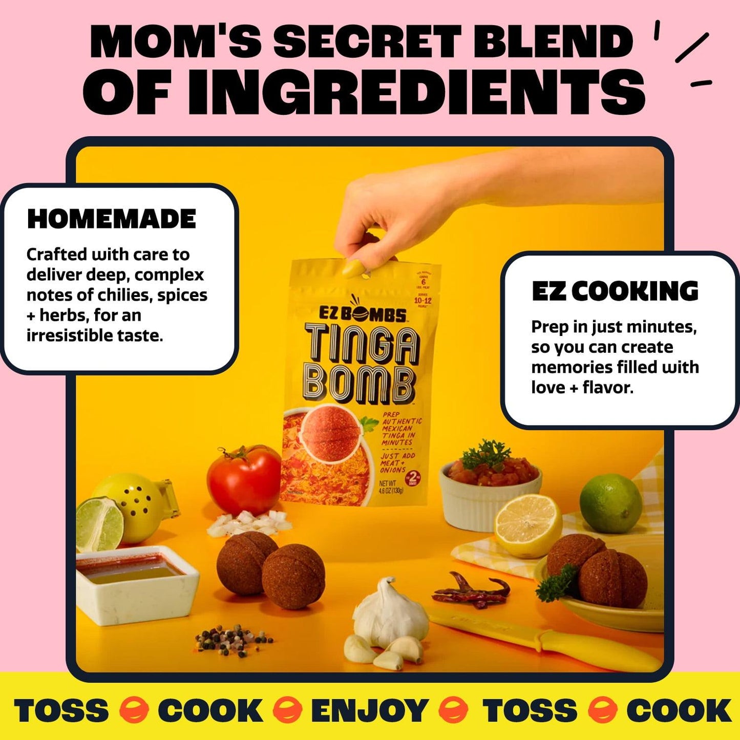 EZ Bombs: Tinga Bomb Seasoning, 1 Bag, 2 Pieces