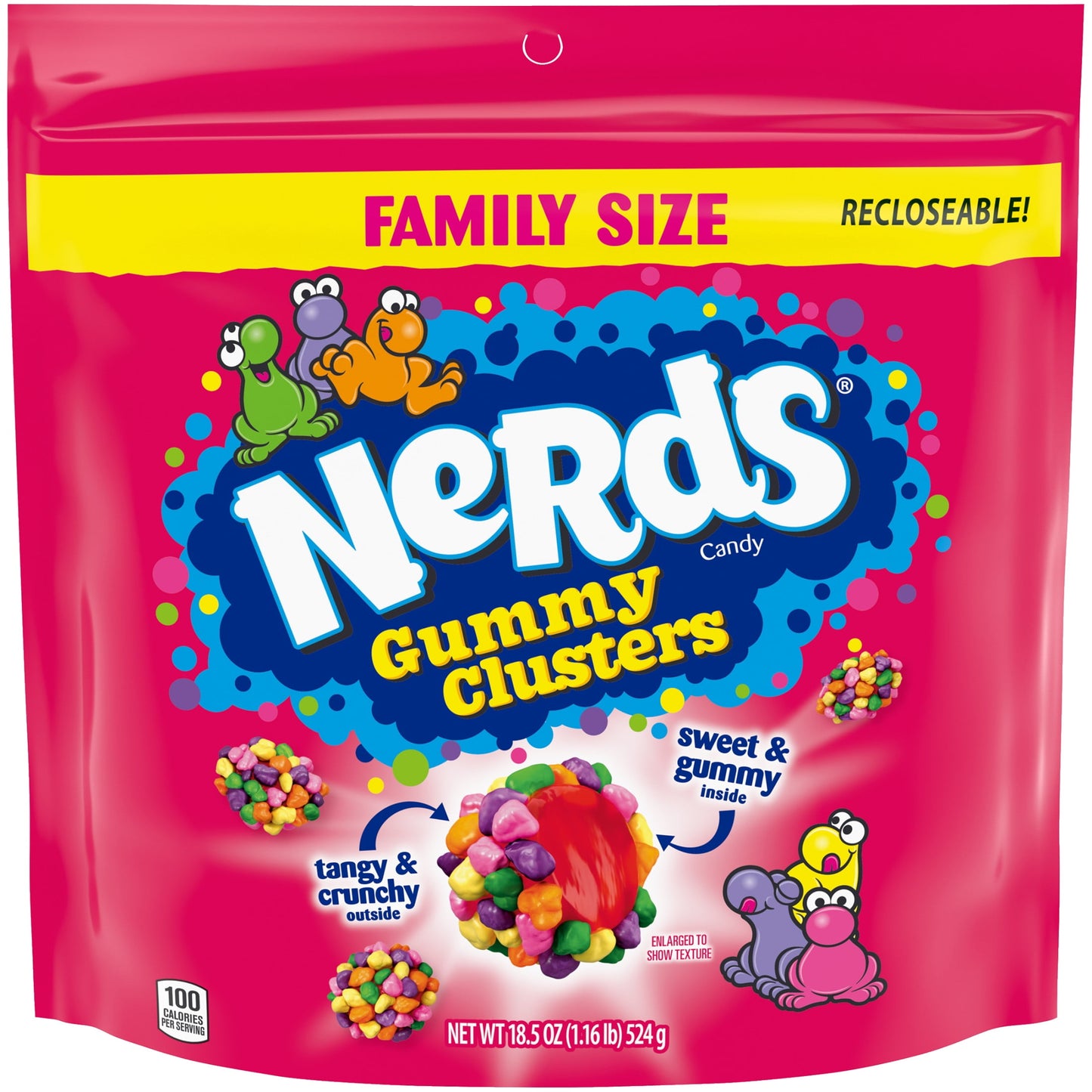 American Candy: NERDS Gummy Clusters Candy, Rainbow, Crunchy and Gummy, 1 Bag