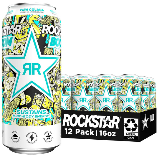 Rockstar Energy Drink: Boom Pina Colada, 16 oz., 12 Pack