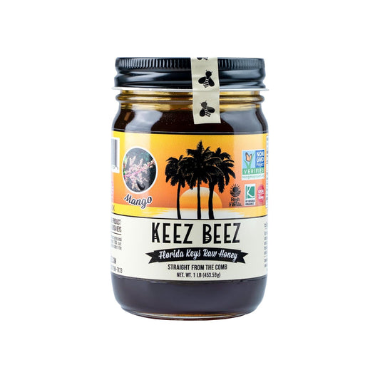 KEEZ BEEZ: Raw Black Honey, Mango Blossom, 1 lb. Jar, Organic, Non-GMO, Kosher Certified