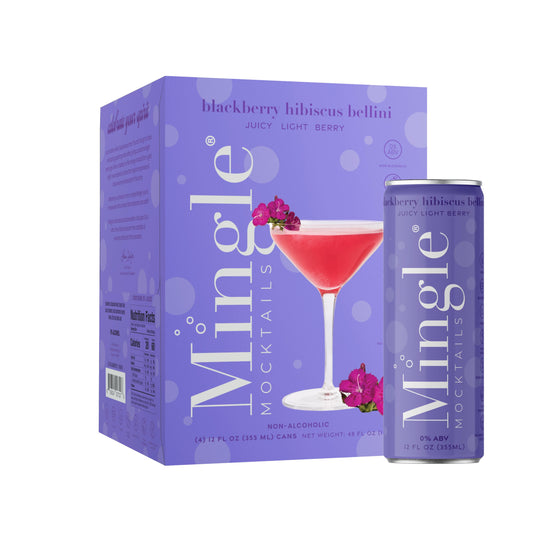 Mingle Mocktails: Blackberry Hibiscus Bellini Non-Alcoholic, 12 oz., 4 Pack
