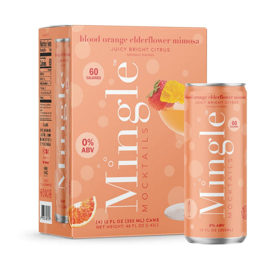 Mingle Mocktails: Blood Orange Elderflower Mimosa Non-Alcoholic, 12 oz., 4 Pack