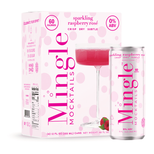 Mingle Mocktails: Sparkling Raspberry Rose Non-Alcoholic, 12 oz., 4 Pack
