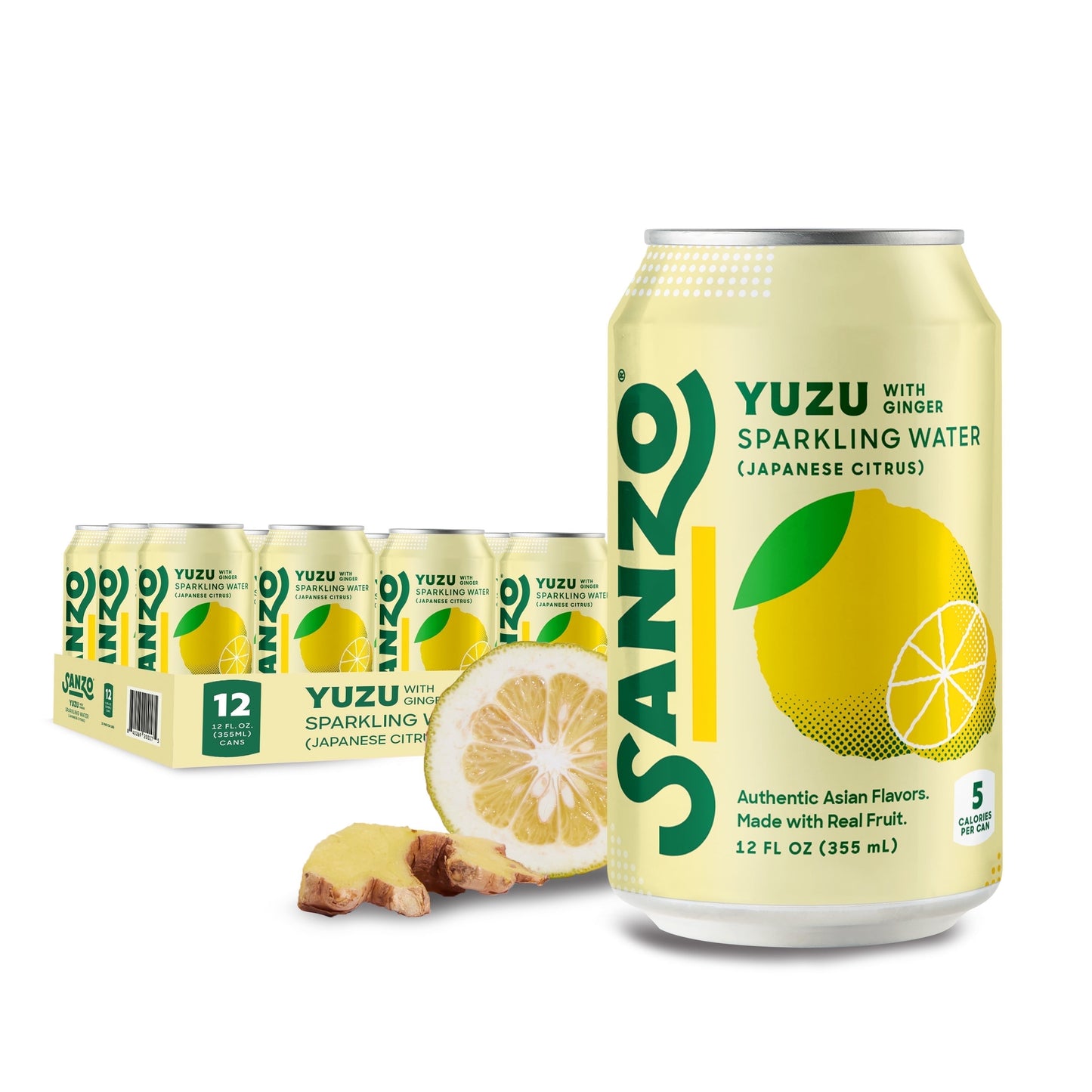Sanzo: Yuzu Lemon Sparkling Water, 12 oz., 12 Pack