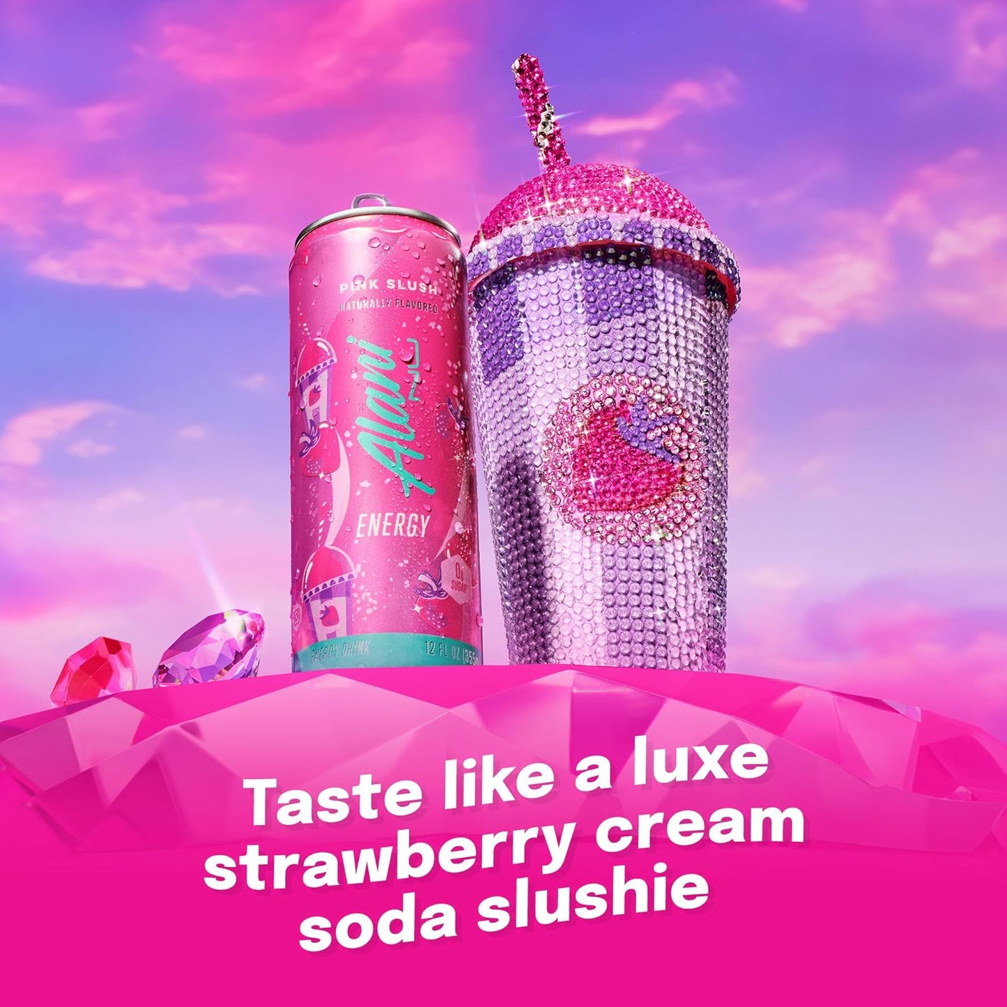 Alani Nu: PINK SLUSH, Sugar Free Low Calorie Energy Drinks, Paris Hilton x Alani Nu, 12 oz. Cans, 12 Pack
