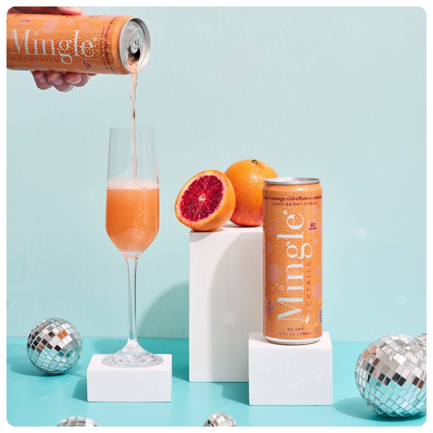 Mingle Mocktails: Blood Orange Elderflower Mimosa Non-Alcoholic, 12 oz., 4 Pack