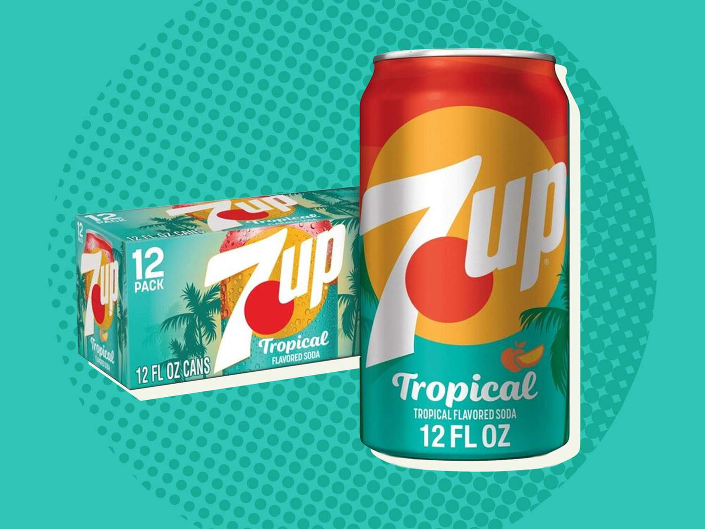 7UP: Tropical, Lemon Lime Mango Peach Soda Pop, 12 oz., 12 Pack