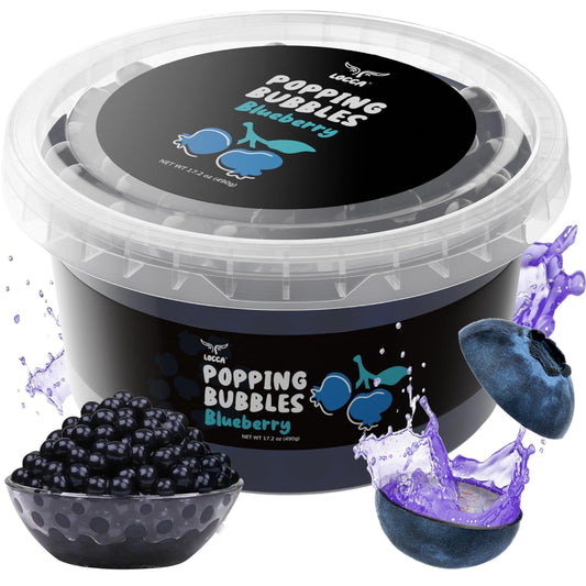 Locca: Blueberry Boba Pearls, Premium Popping Fruit Caviar Pearls, 1 Pack
