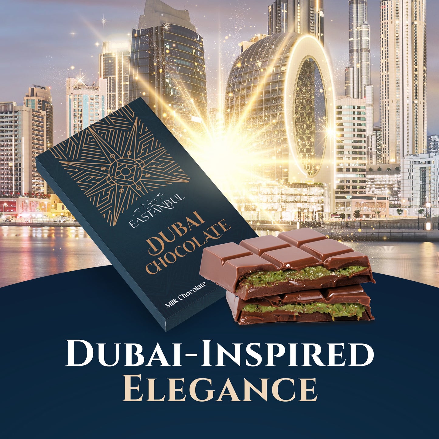 Dubai Candy: Eastanbul Dubai Chocolate Bar Pistachio, 1 2.5 oz. Bar