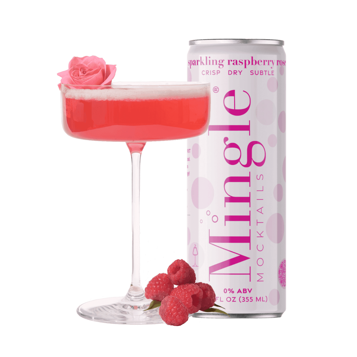Mingle Mocktails: Sparkling Raspberry Rose Non-Alcoholic, 12 oz., 4 Pack