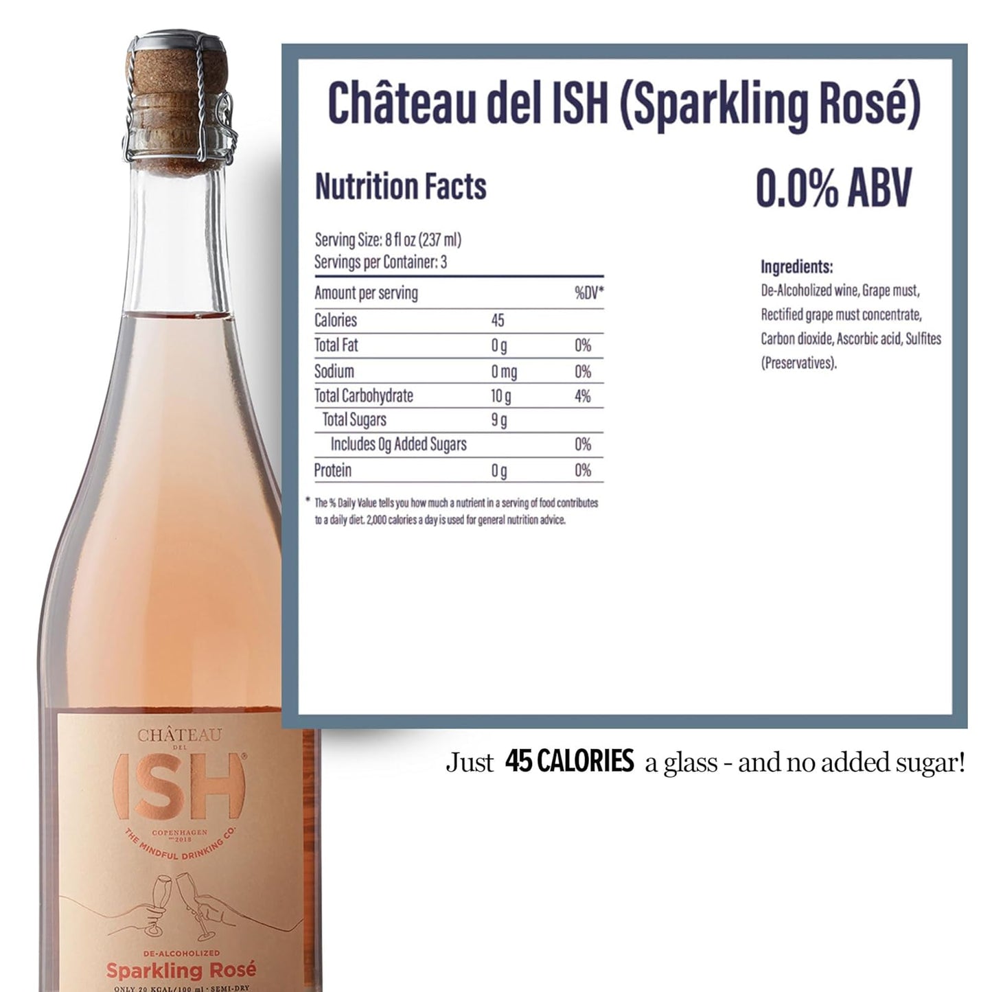 Sparkling Wine: Chateau del ISH: Sparkling Rose, Non-alcoholic Rose Wine, 1 Bottle