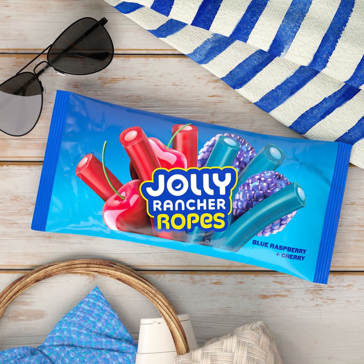 American Candy: Jolly Rancher Ropes, Blue Raspberry and Cherry Flavored, 1 Bag