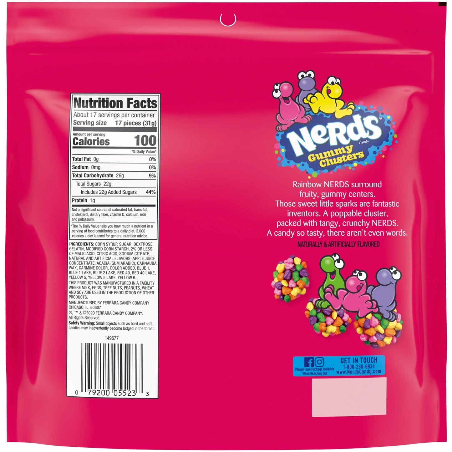 NERDS: Gummy Clusters, Rainbow, 1 Bag