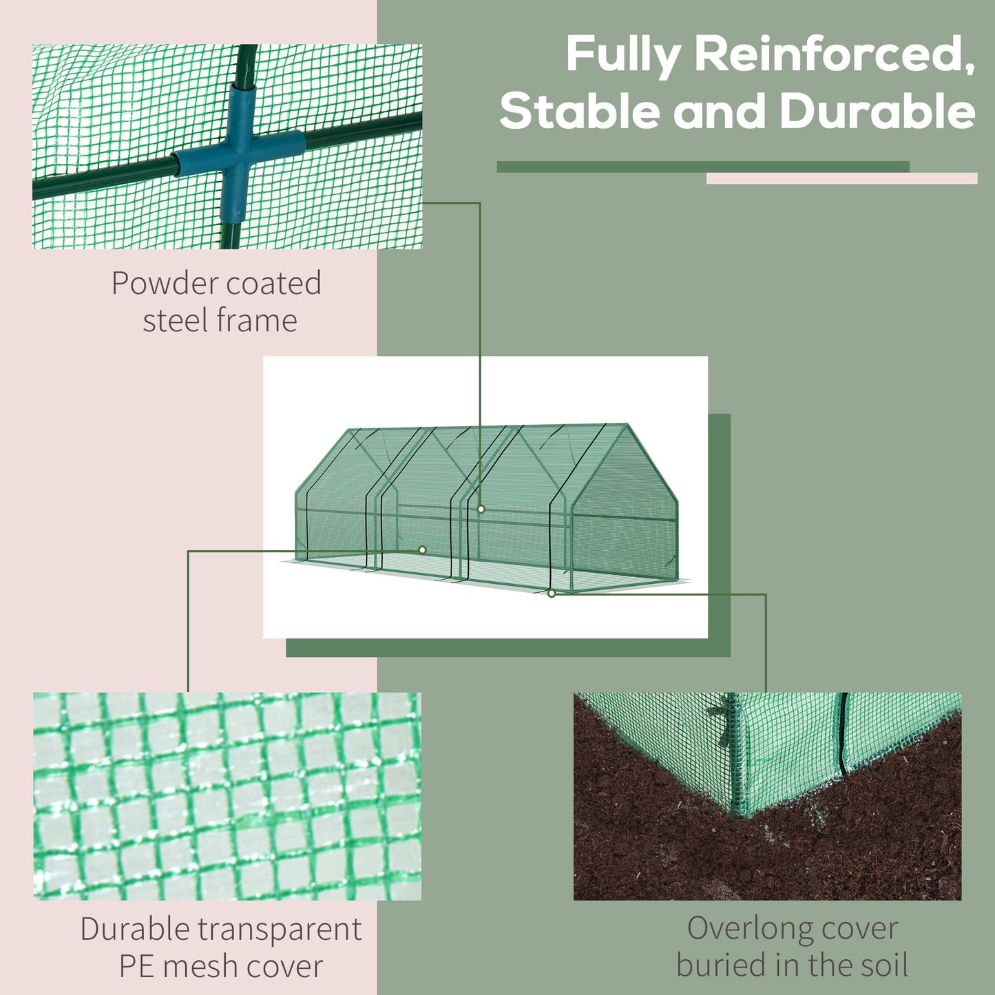 Outsunny: Garden Cover - 9' x 3' x 3' UV Protected Waterproof Greenhouse Cover, Green
