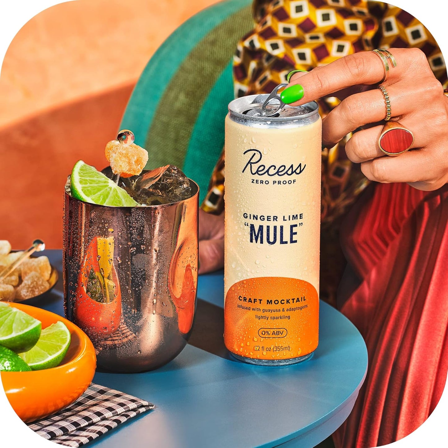 Cocktail: Recess: Ginger Lime Moscow Mule, Zero Proof Cocktail, 12 oz., 12 Pack