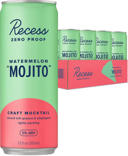 Cocktail: Recess: Watermelon Mojito, Zero Proof Cocktail, 12 oz., 12 Pack