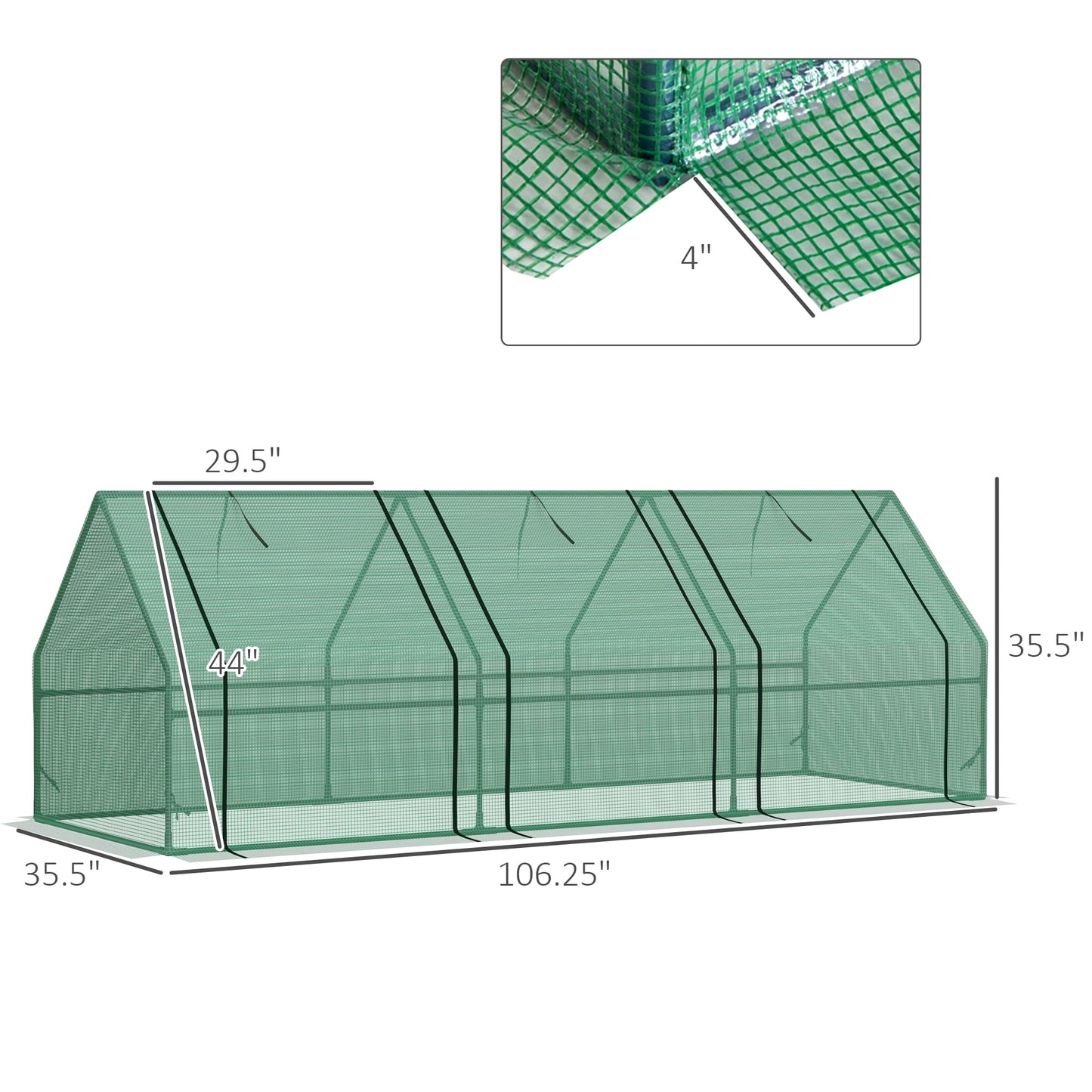 Outsunny: Garden Cover - 9' x 3' x 3' UV Protected Waterproof Greenhouse Cover, Green