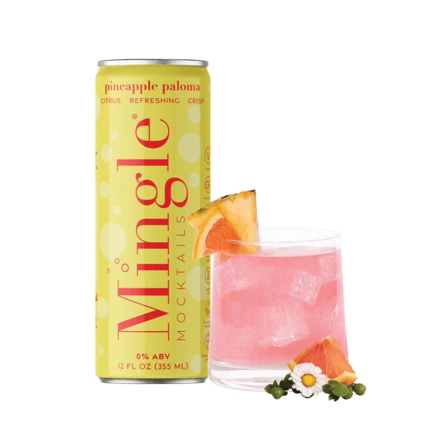 Mingle Mocktails: Pineapple Paloma Non-Alcoholic, 12 oz., 4 Pack