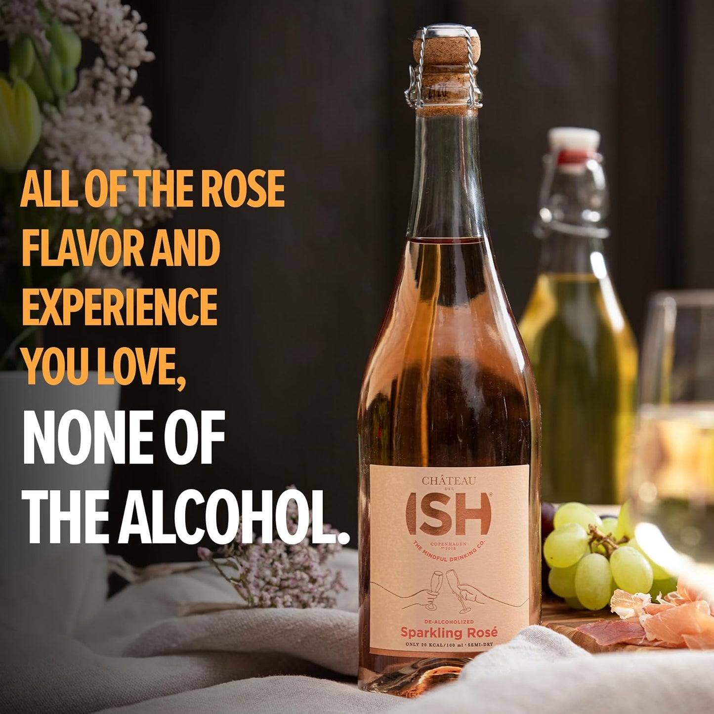 Sparkling Wine: Chateau del ISH: Sparkling Rose, Non-alcoholic Rose Wine, 1 Bottle