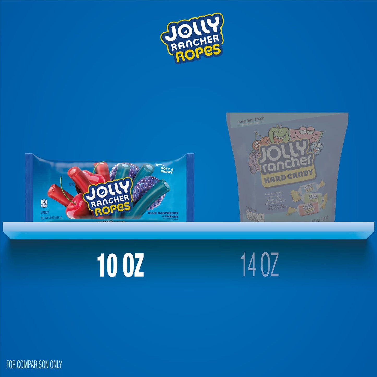 American Candy: Jolly Rancher Ropes, Blue Raspberry and Cherry Flavored, 1 Bag