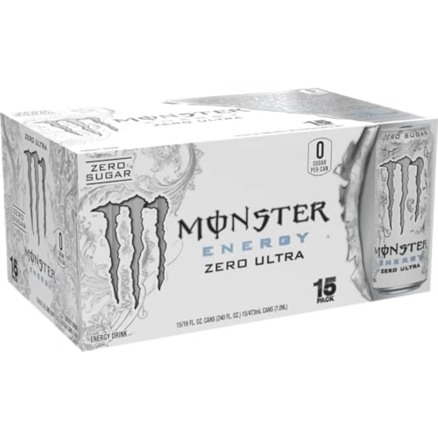 Monster Energy Drink: Zero Ultra, Sugar Free Energy Drink, 16 oz. 12 pack