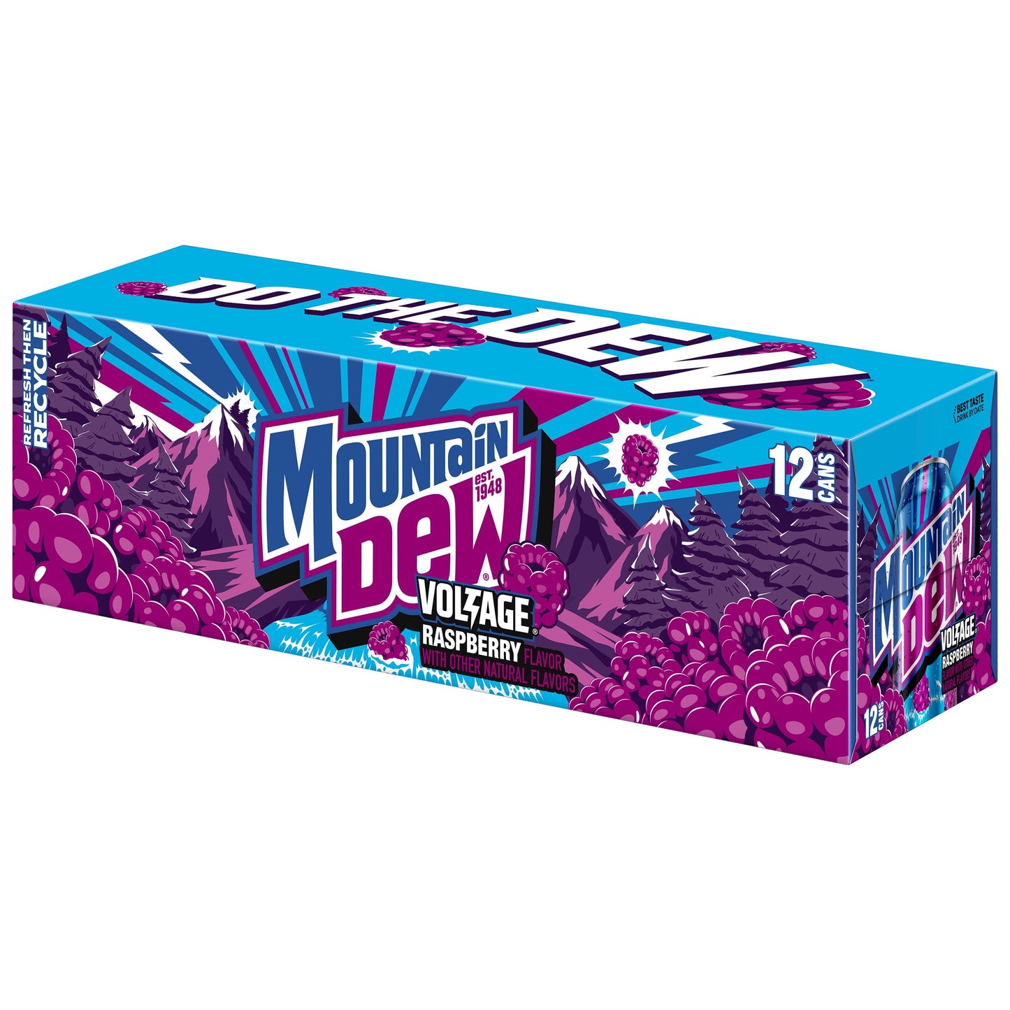 Mountain Dew: Voltage Raspberry Citrus and Ginseng, 12 oz., 12 Pack