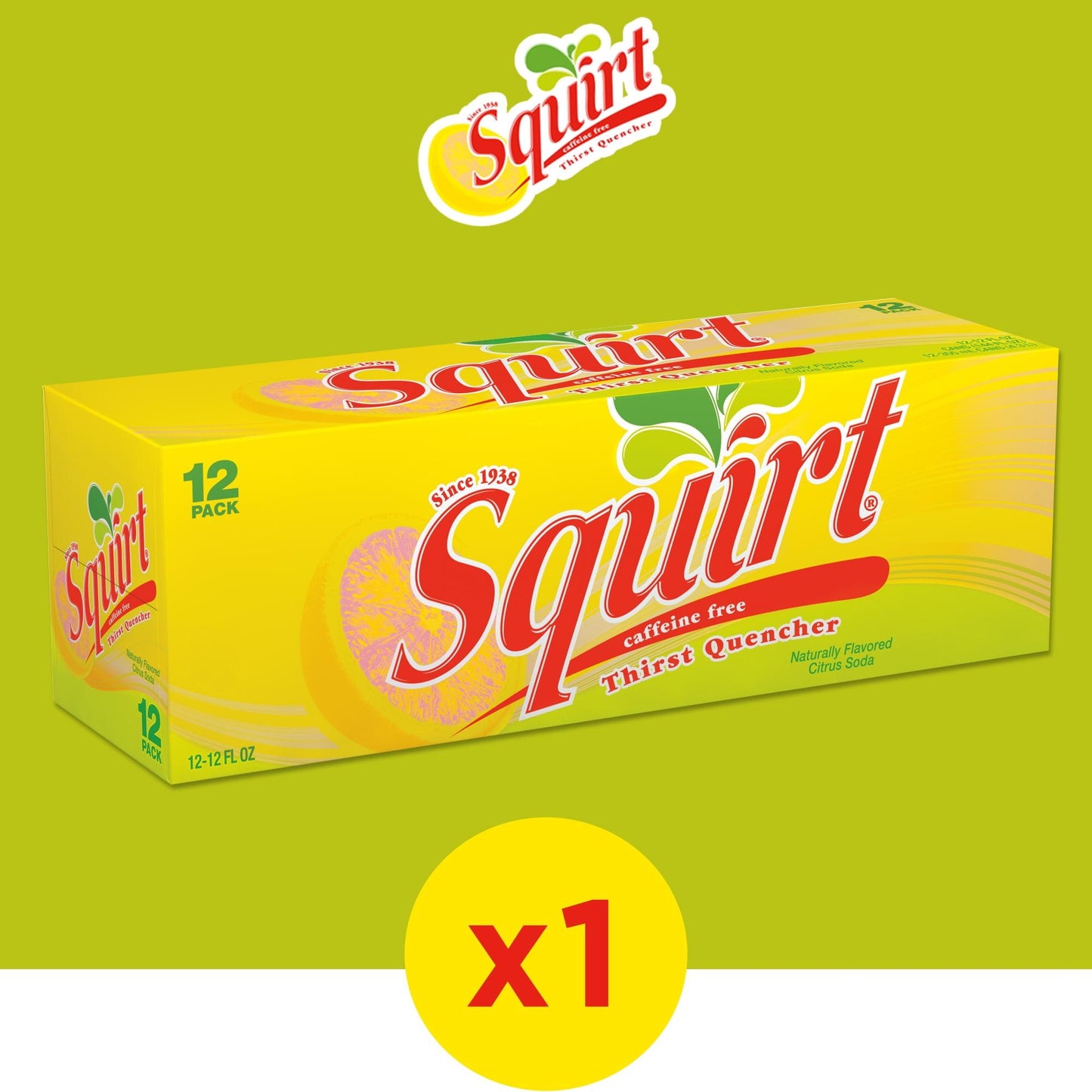Squirt: Grapefruit Soda Caffeine Free, 12 oz., 12 Pack