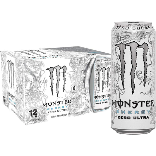 Monster Energy Drink: Zero Ultra, Sugar Free Energy Drink, 16 oz. 12 pack