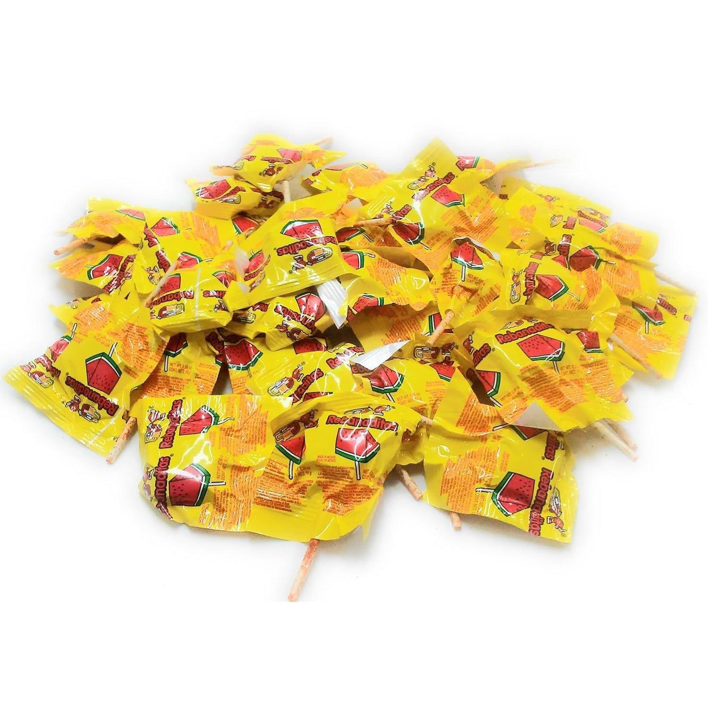 Rebanaditas: Chili Covered Watermelon Flavored Lollipops, 40 Pieces