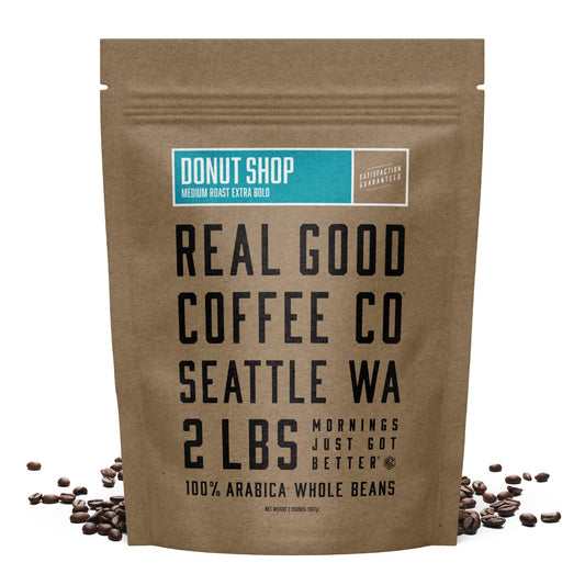 Real Good Coffee Company: Donut Shop Medium Roast, Whole Bean Coffee, 2 lbs.