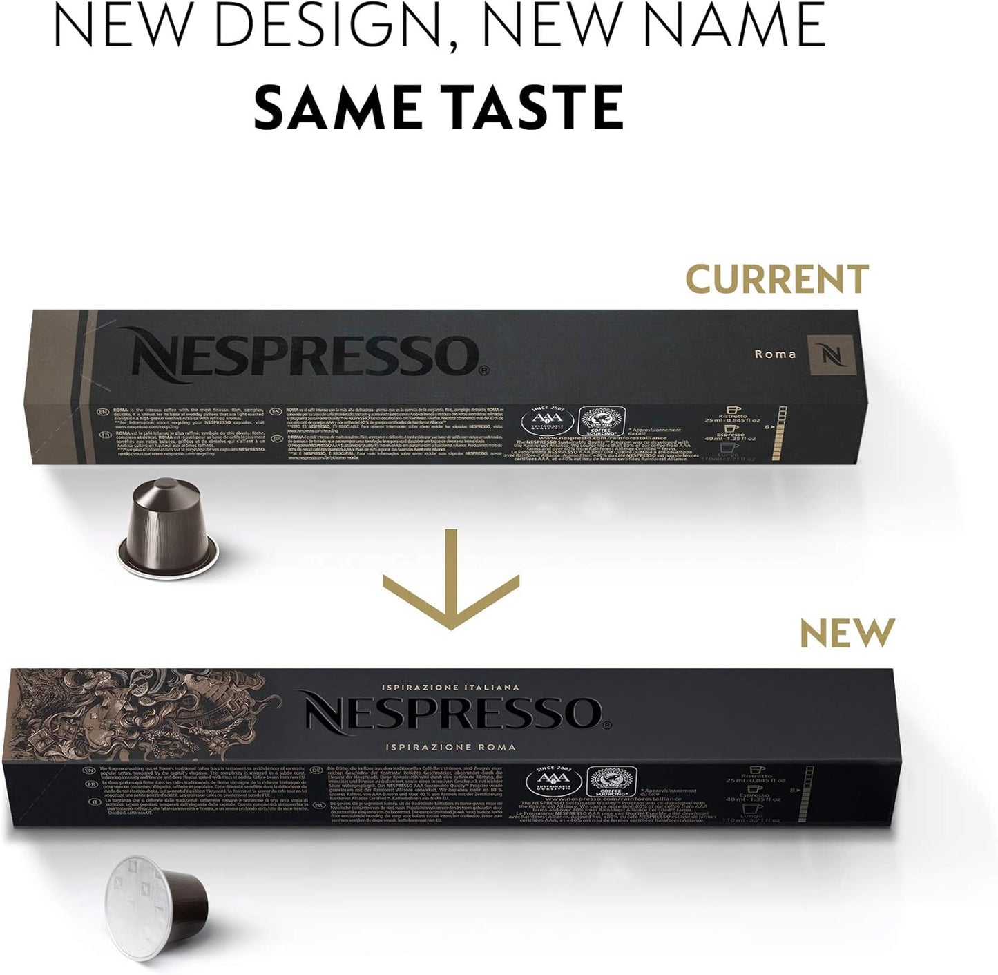 Nespresso: Original Line, Roma Intenso Capsules, Medium Roast Espresso Coffee, 50 Pods