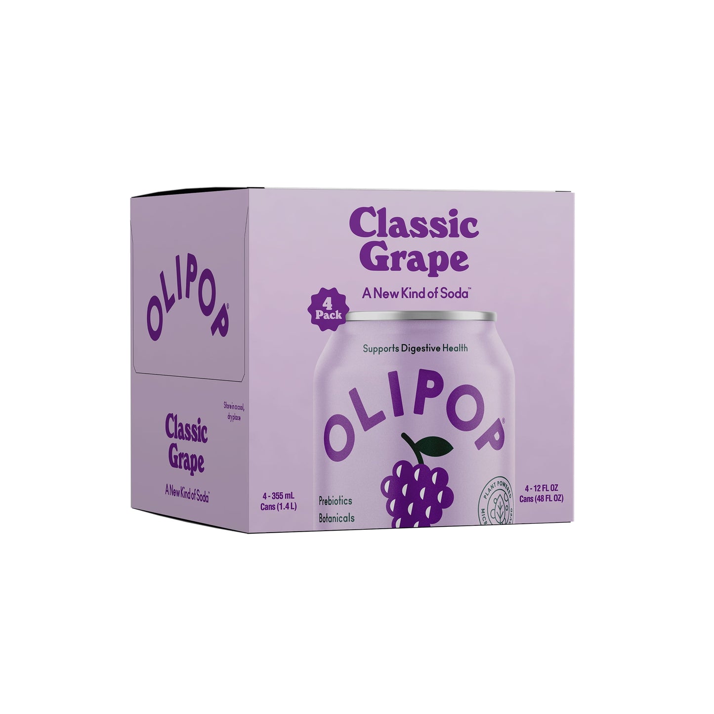OLIPOP: Classic Grape Soda, 12 fl oz, 8 Pack Cans