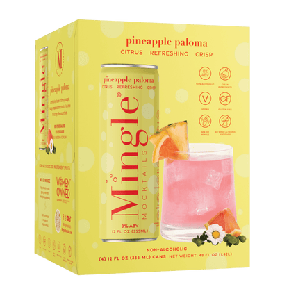 Mingle Mocktails: Pineapple Paloma Non-Alcoholic, 12 oz., 4 Pack