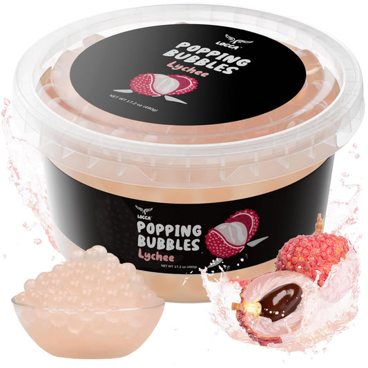 Locca: Lychee Boba Pearls, Premium Popping Fruit Caviar Pearls, 1 Pack