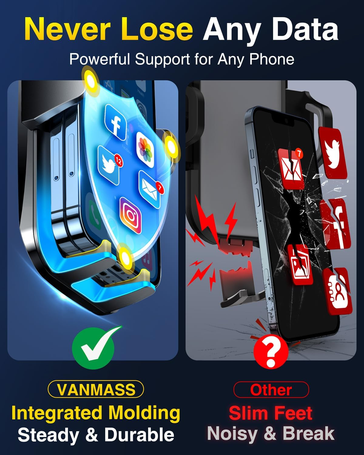 Military-Grade Car Phone Mount – Ultra-Strong Suction & 360° Rotation VANMASS