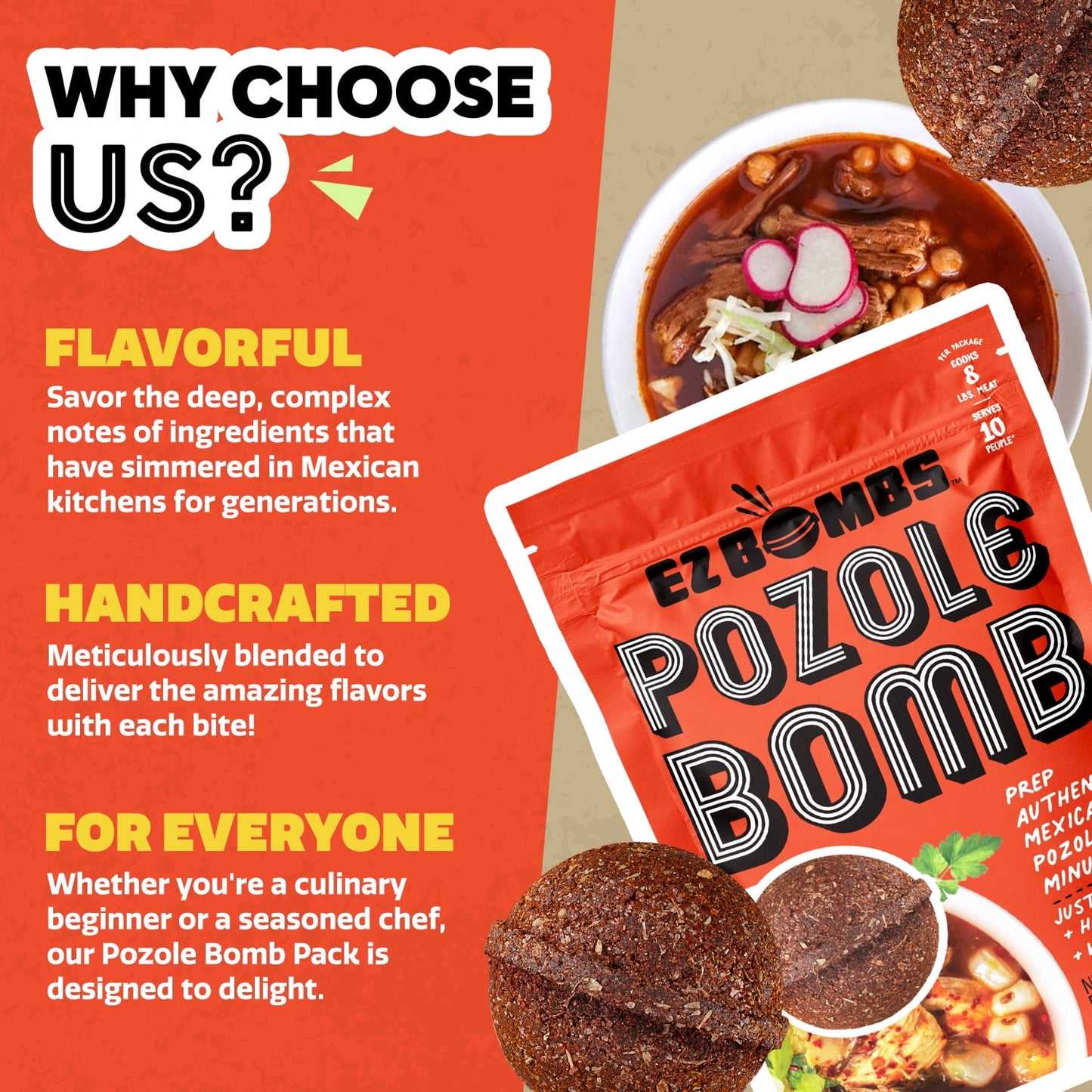 EZ Bombs: Pozole Bomb Seasoning, 2 Pack, 4 Pieces