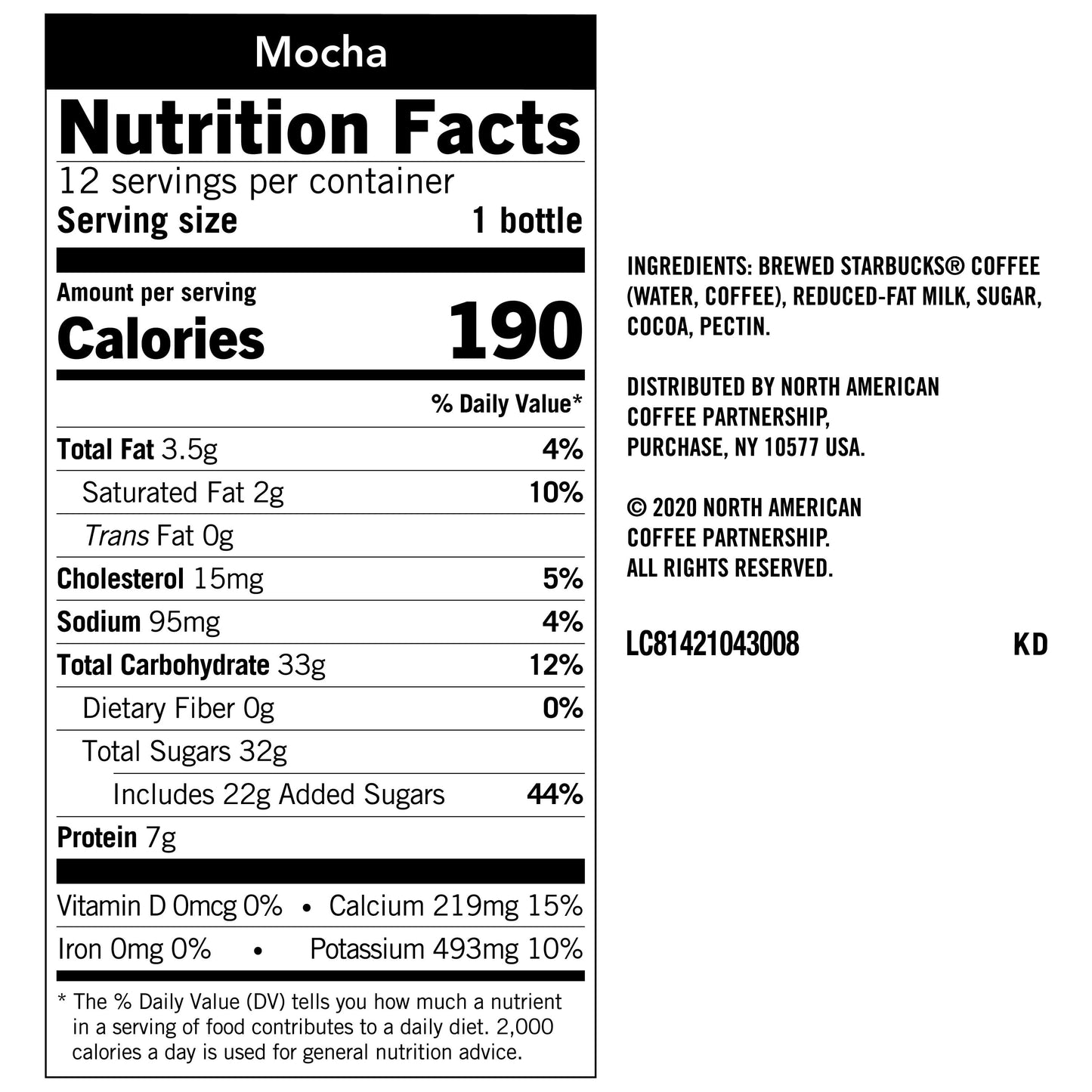 Starbucks: Frappuccino Mocha Iced Coffee Drink, 12 Pack Bottles