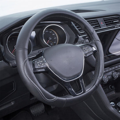 Auto Drive: Steering Wheel Cover - Country Leather Black and White, Universal Fit