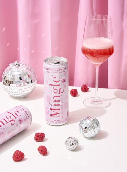 Mingle Mocktails: Sparkling Raspberry Rose Non-Alcoholic, 12 oz., 4 Pack