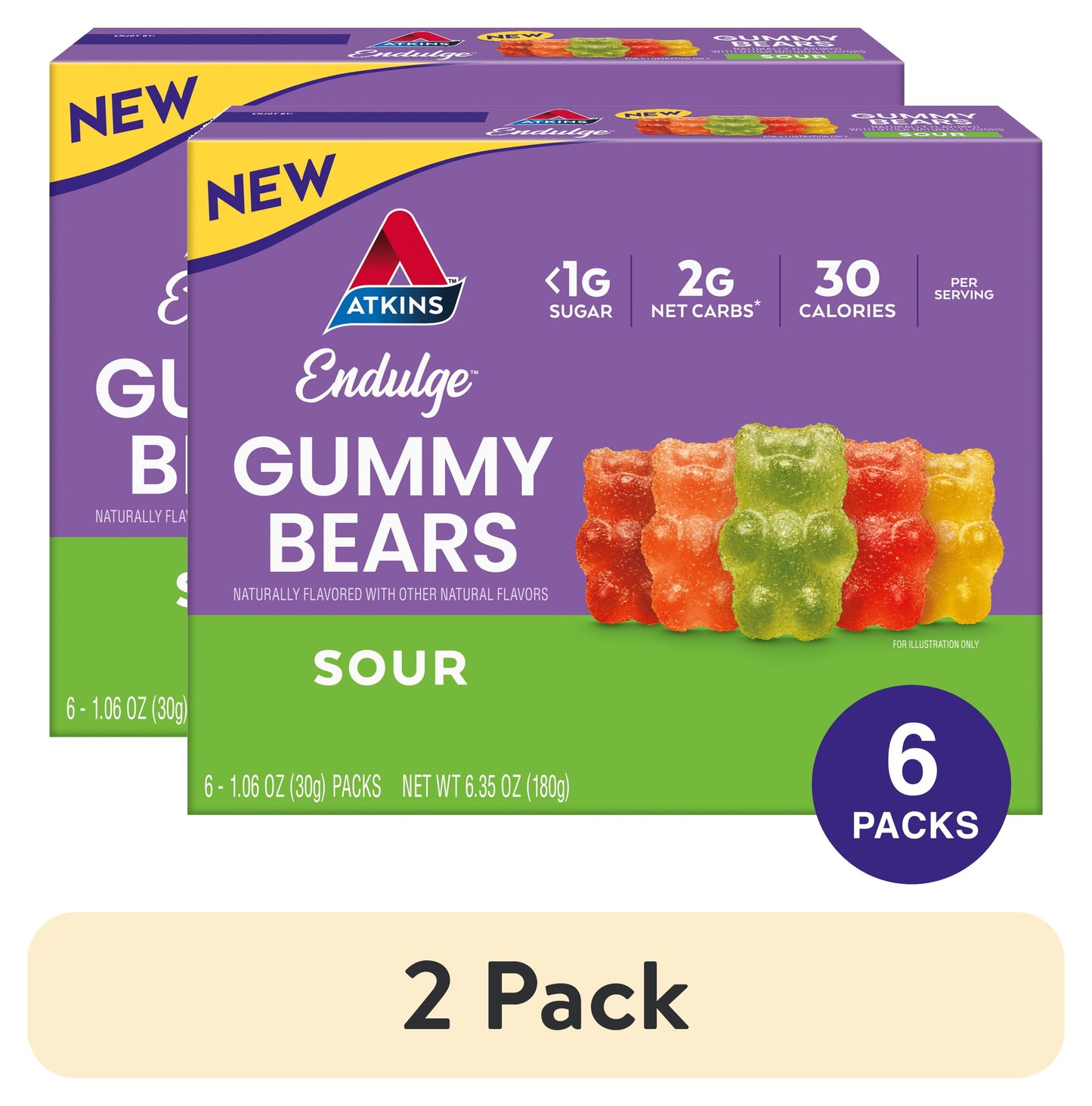 Atkins: Endulge Sour Gummy Bears, 6 Packs